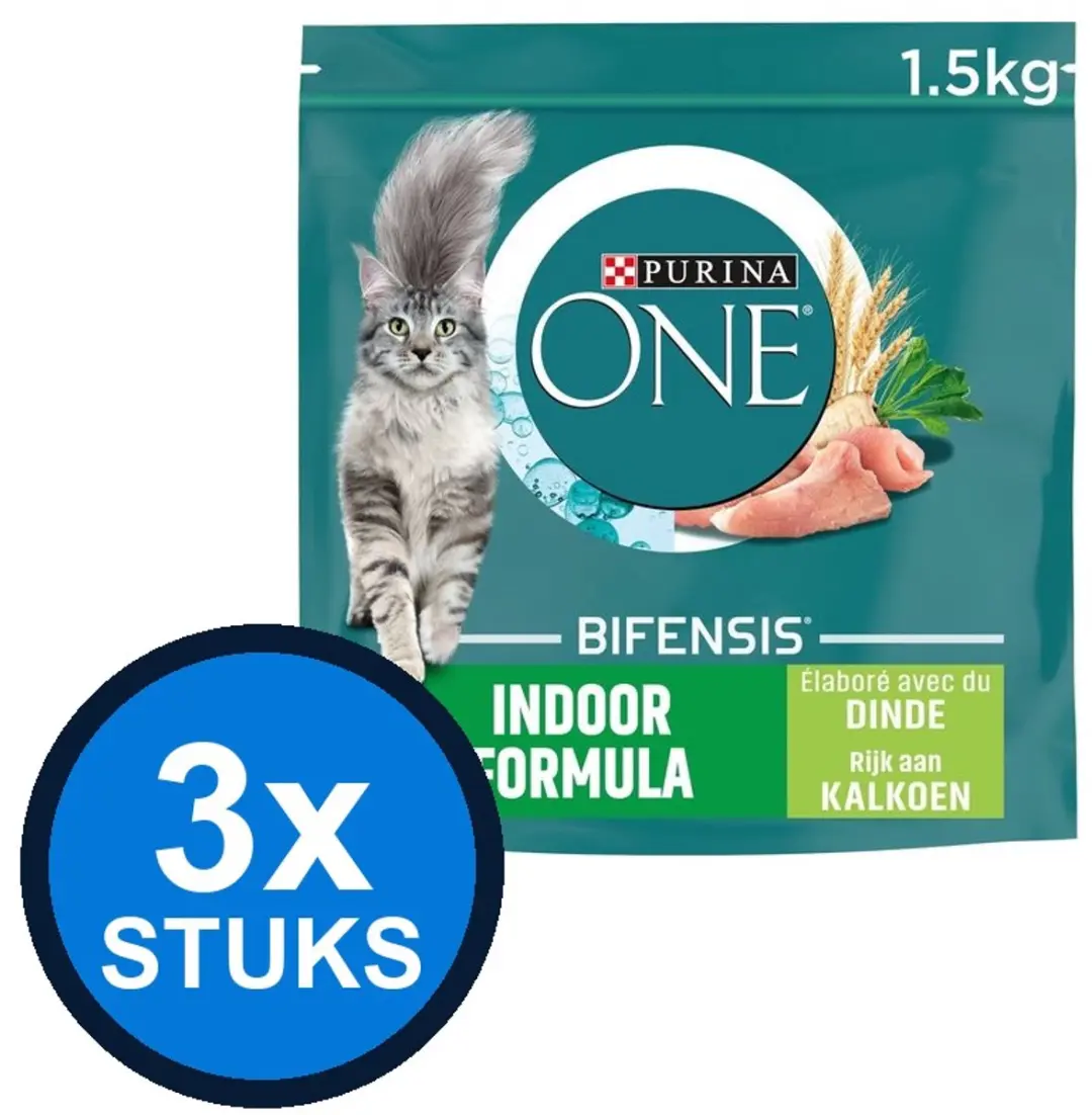 Purina ONE Adult Indoor Kalkoen Kattenvoer Droogvoer 4,5 kg