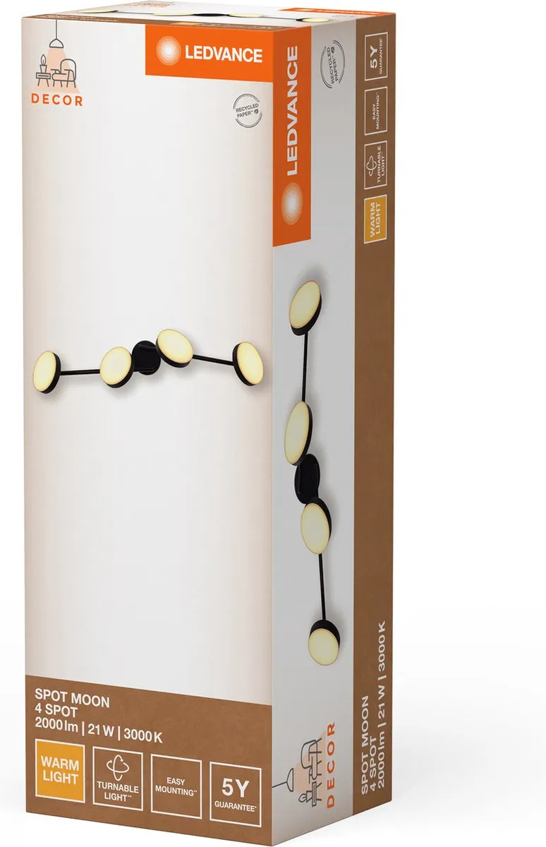 LEDVANCE Decor Spot Moon 4Spot 21W - Zwart