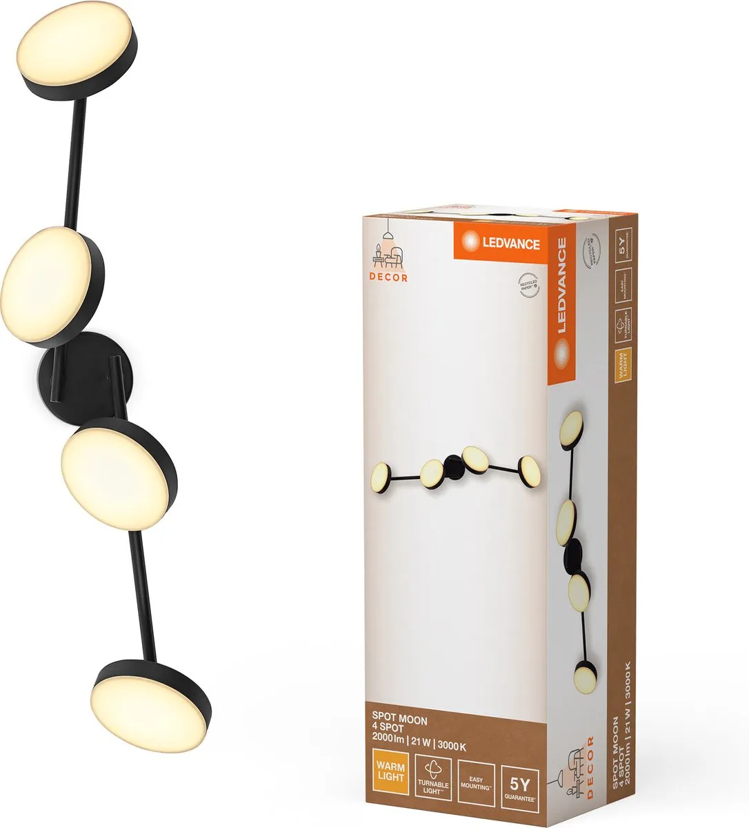 LEDVANCE Decor Spot Moon 4Spot 21W - Zwart