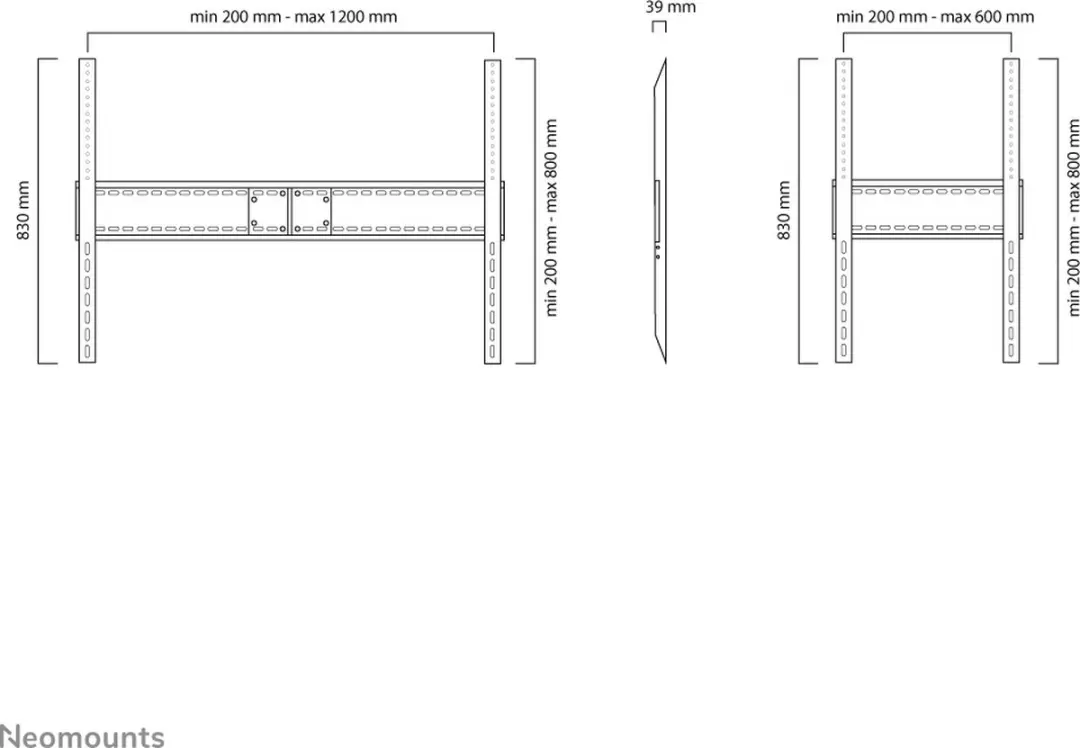 Neomounts LFD-W1500 TV Wandsteun - 100" - Zwart