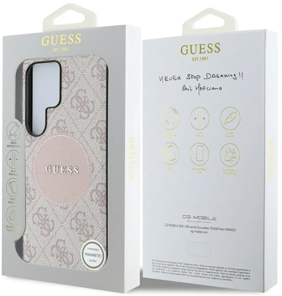 GUESS 4G Ring Cirkel Logo Hoesje S25 Ultra - Roze