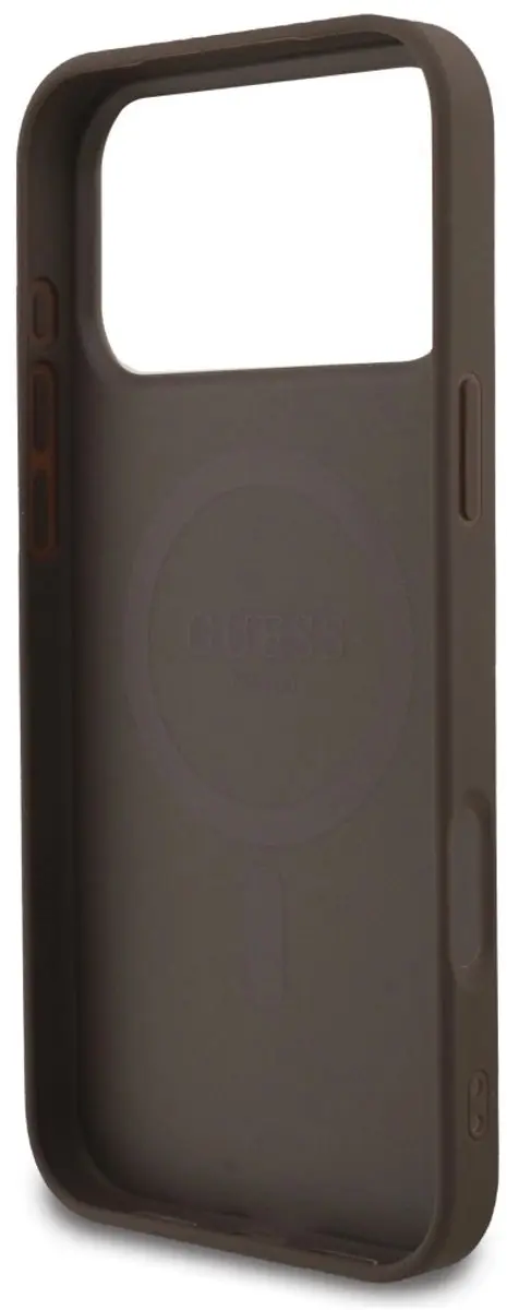 GUESS Case 4G Bandje Driehoek Logo iPhone 17 Pro Max MagSafe - Bruin