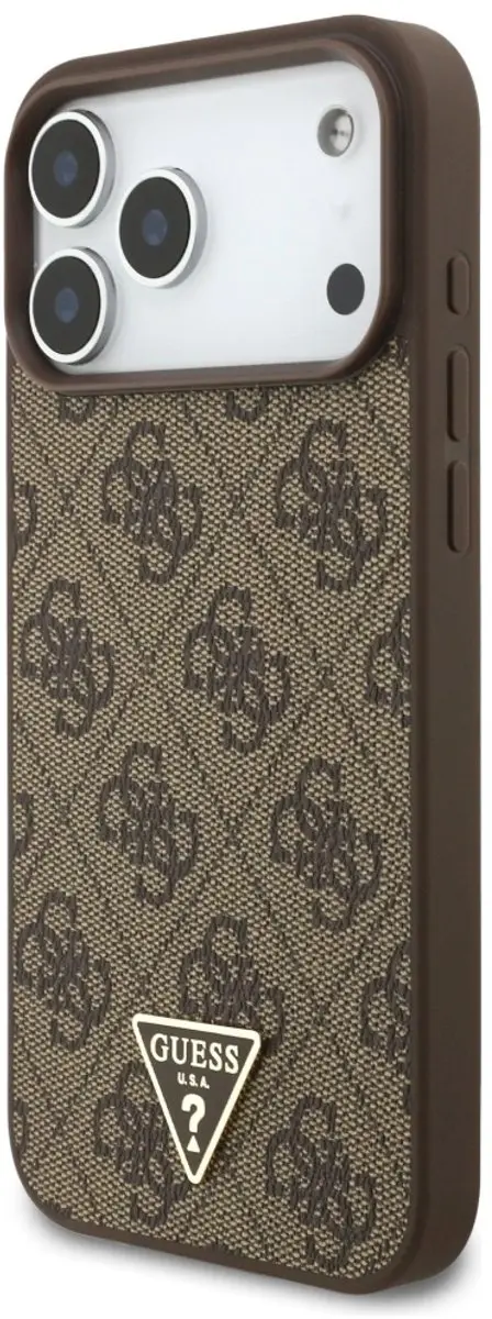 GUESS Case 4G Bandje Driehoek Logo iPhone 17 Pro Max MagSafe - Bruin