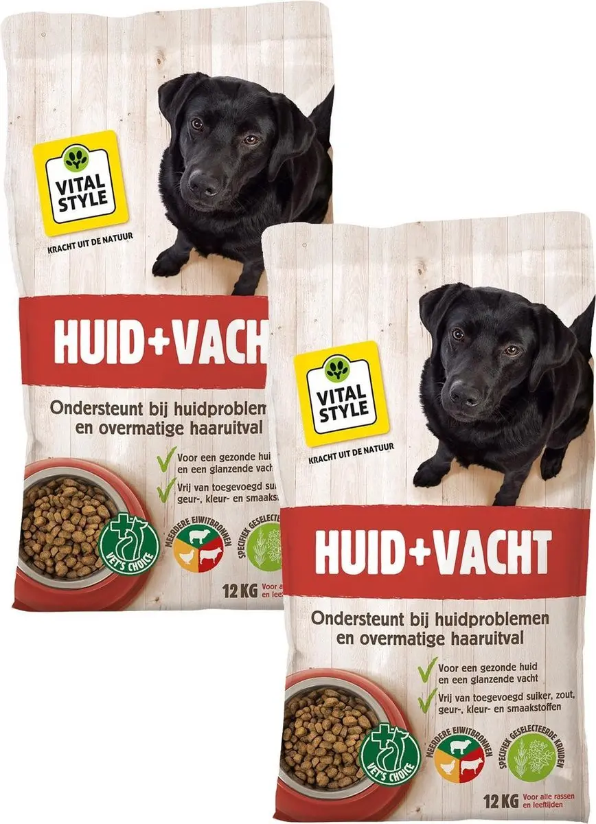Vitastyle Huid + Vacht Hondenvoer - 2 x 12kg