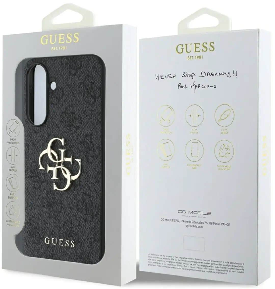 GUESS Hoesje Samsung Galaxy A56 - Donkergrijs Big 4G Logo