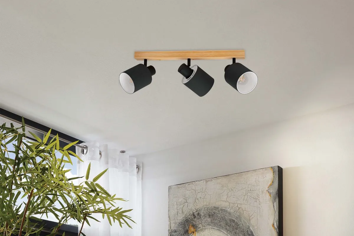 Eglo Batallas Spot E27 - 3 Lichtpunten 48cm - Bruin/Zwart/Wit - afbeelding 6 van 6