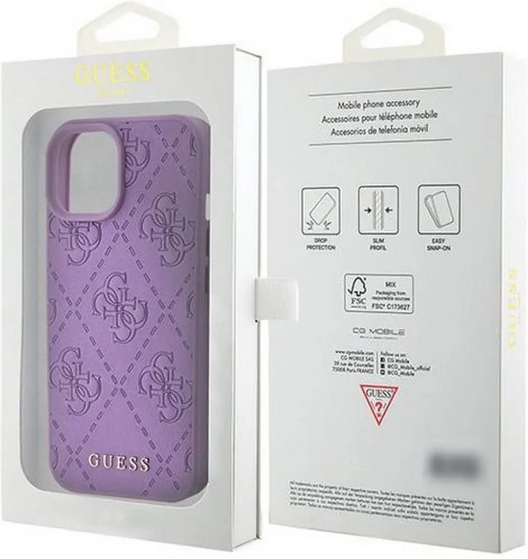 Guess 4G Stamped Hoesje - iPhone 15 - Paars