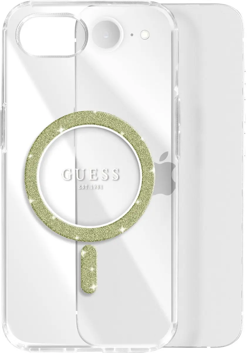 GUESS MagSafe Hoesje iPhone 17e Glitter Circle - Transparant