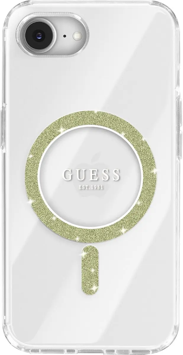 GUESS MagSafe Hoesje iPhone 17e Glitter Circle - Transparant