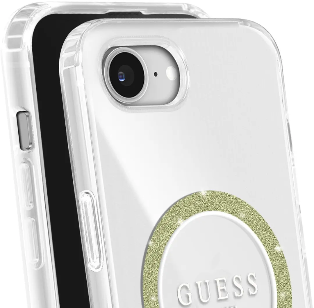 GUESS MagSafe Hoesje iPhone 17e Glitter Circle - Transparant