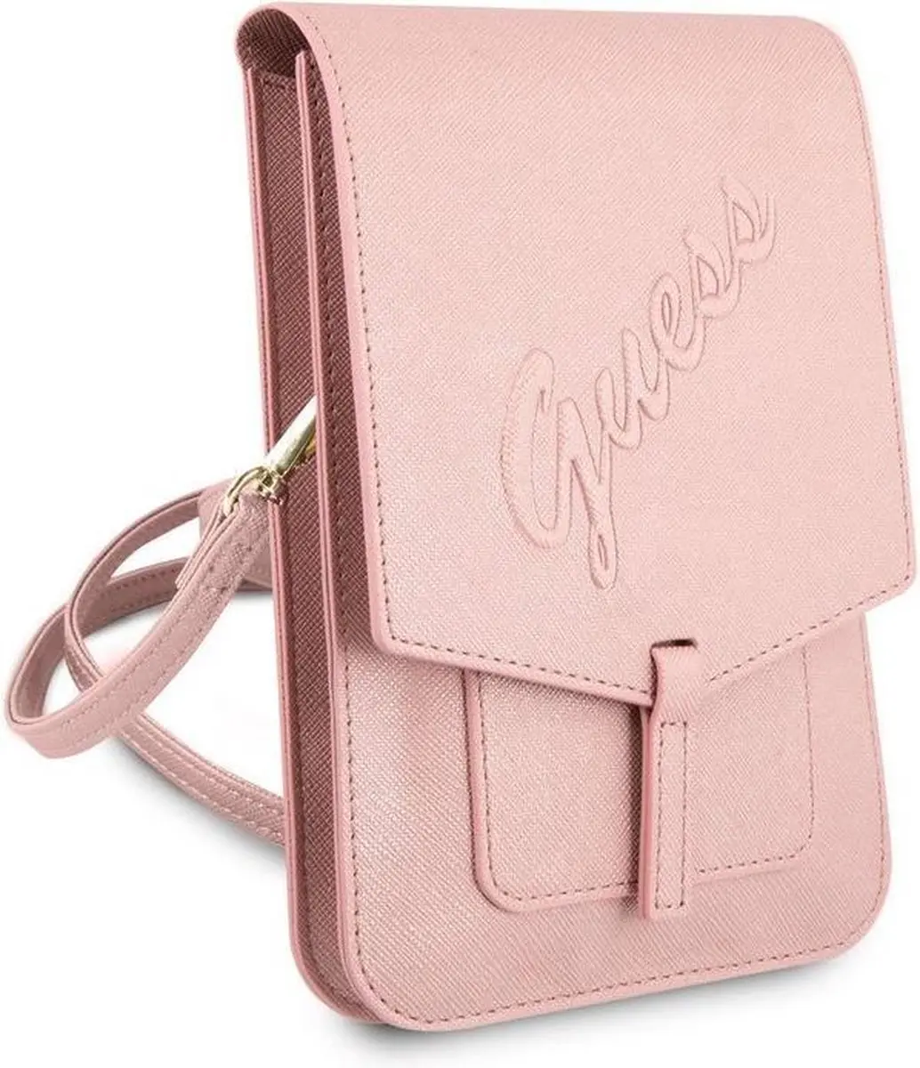 Guess Saffiano Heuptas met Riem - 4 Pasjes Roze