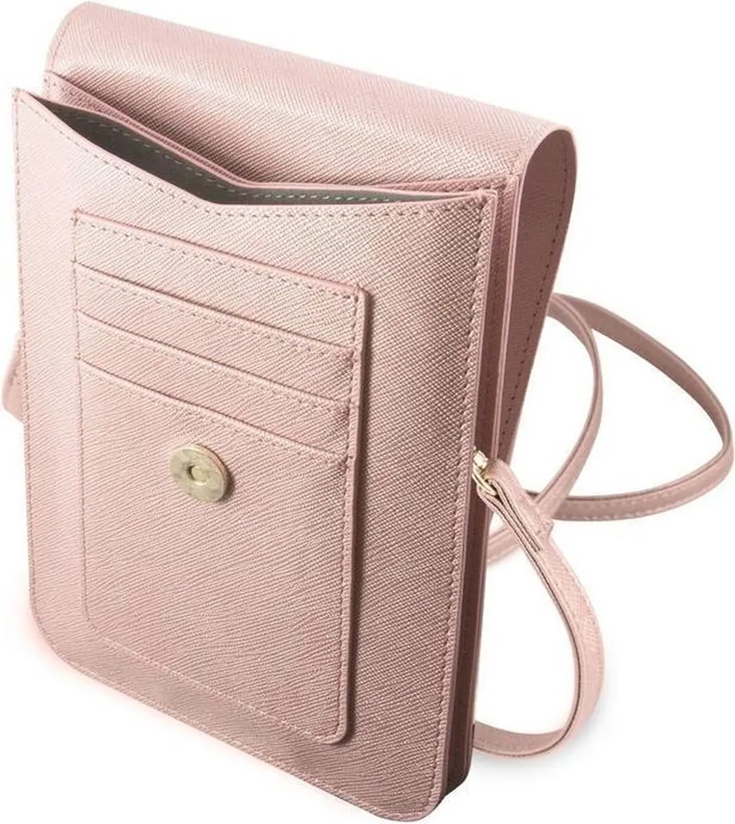 Guess Saffiano Heuptas met Riem - 4 Pasjes Roze