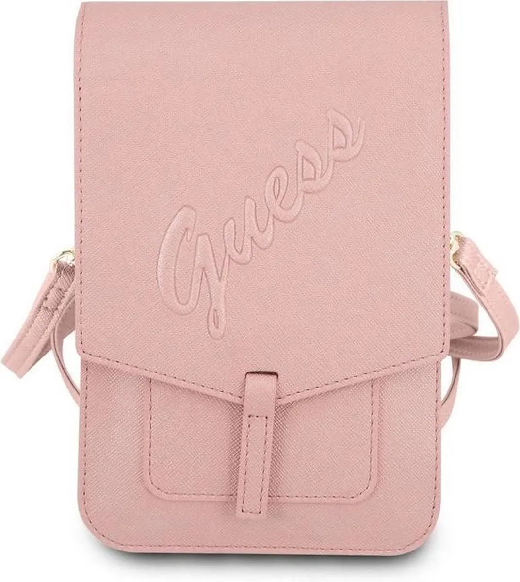 Guess Saffiano Heuptas met Riem - 4 Pasjes Roze