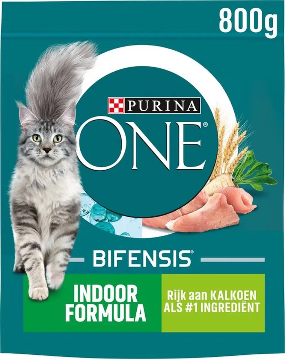 Purina ONE Indoor Kalkoen Volkoren Granen Kattenvoer 2,4kg