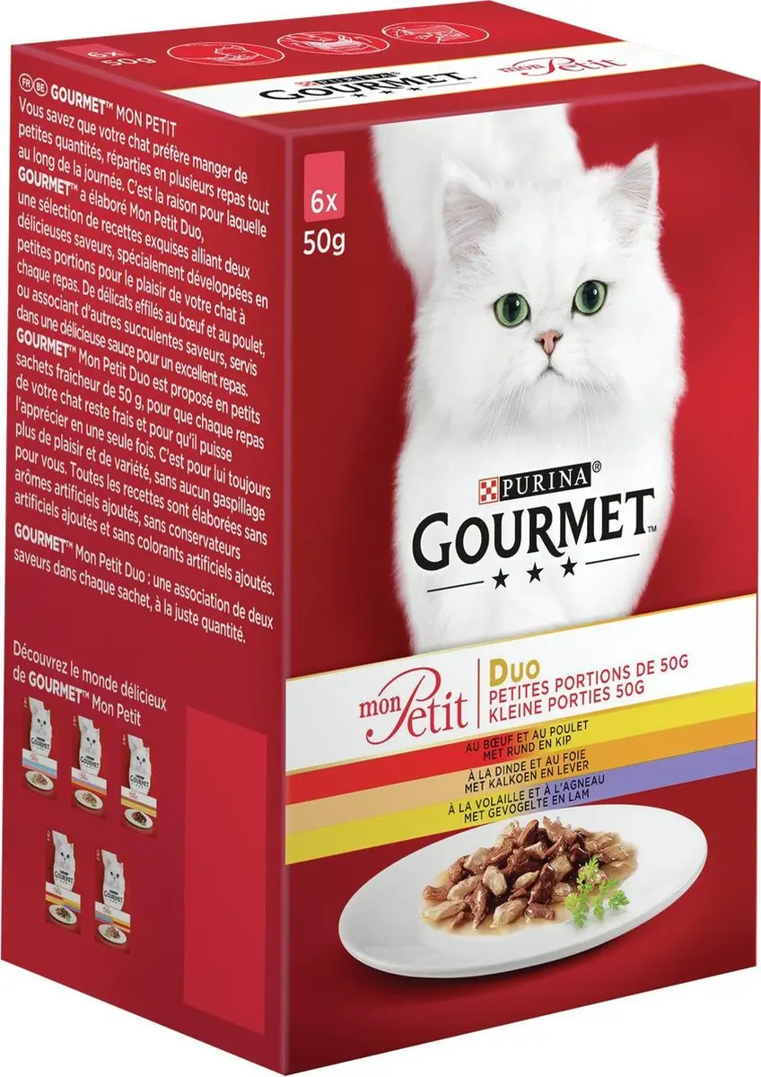 Gourmet Mon Petit Duo Vlees Kattenvoer - 6x50g