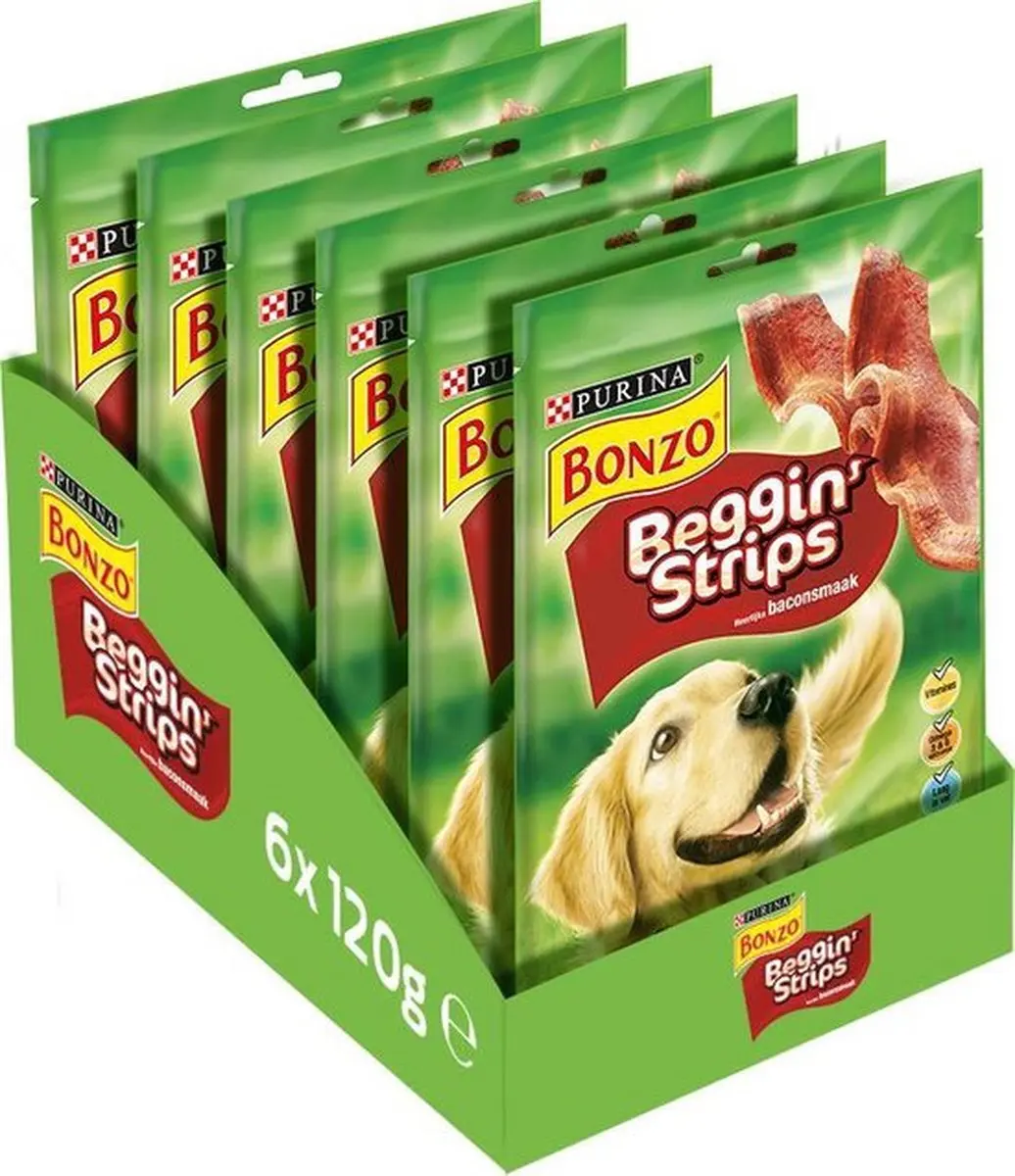 Bonzo Beggin' Strips Hondensnack 120g - 6 Stuks