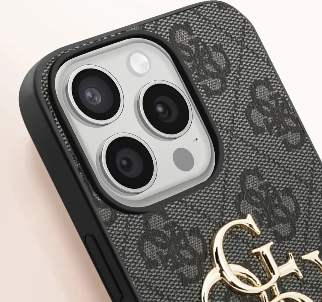 GUESS 4G Metal Logo Back Case - iPhone 15 Pro - Grijs