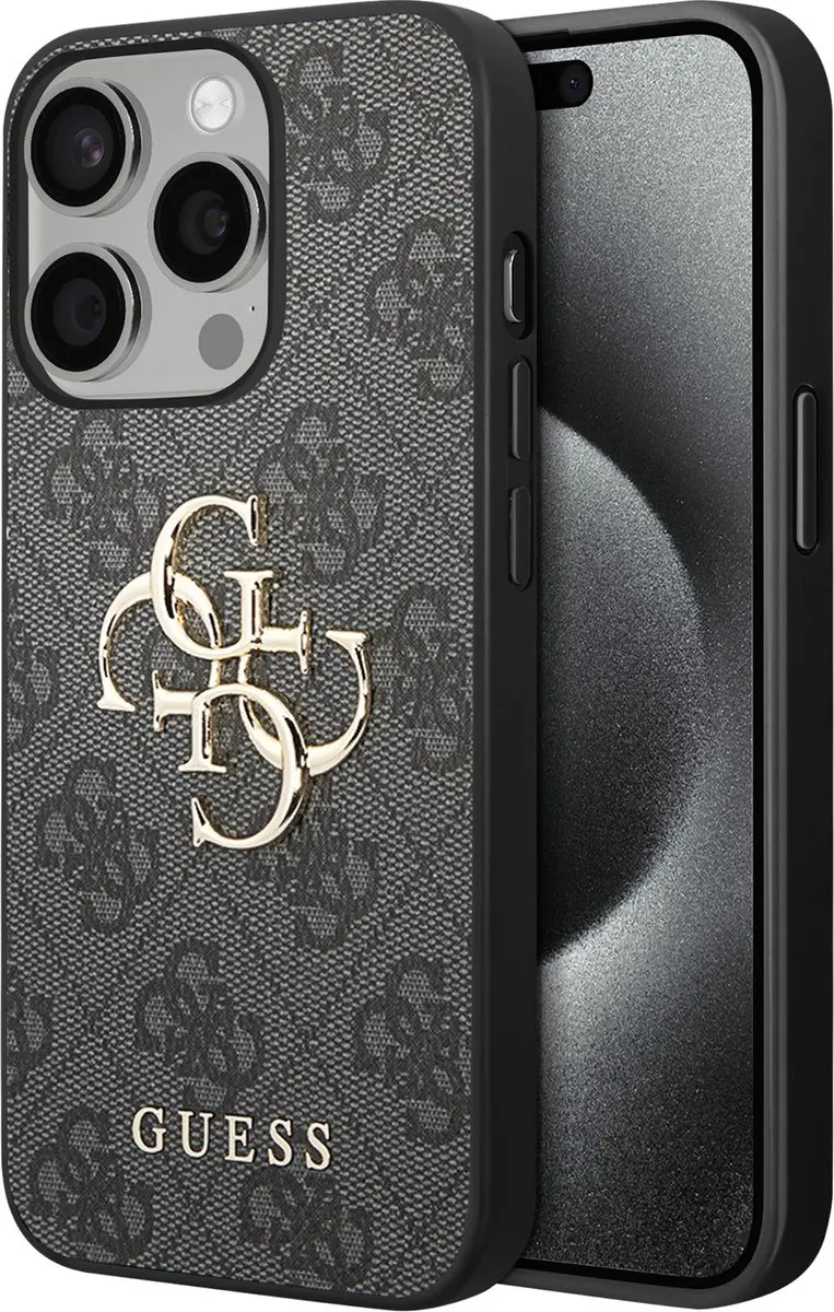 GUESS 4G Metal Logo Back Case - iPhone 15 Pro - Grijs