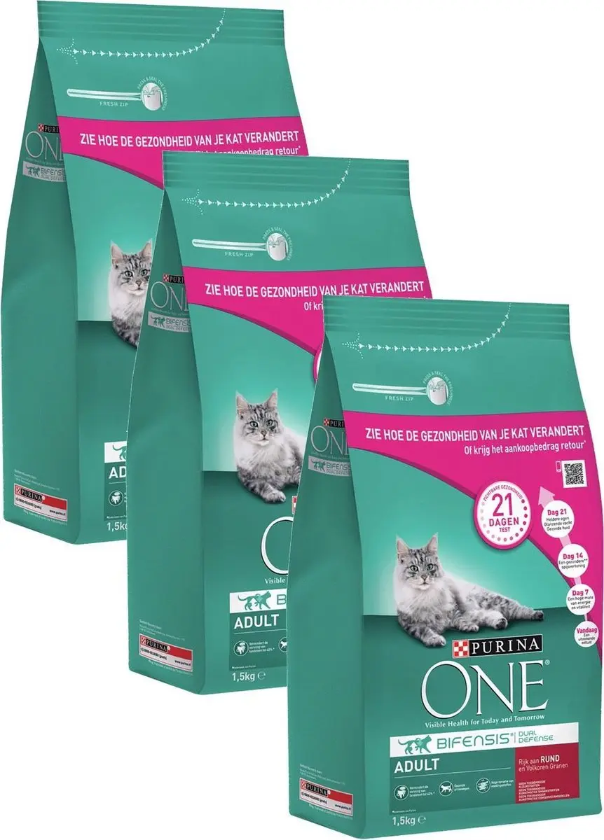 Purina ONE Adult Rund Granen Kattenvoer - 3x1.5kg