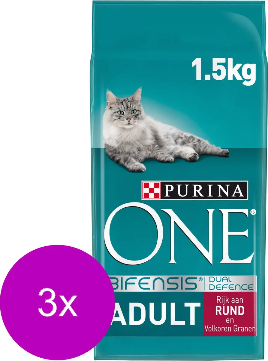 Purina ONE Adult Rund Granen Kattenvoer - 3x1.5kg