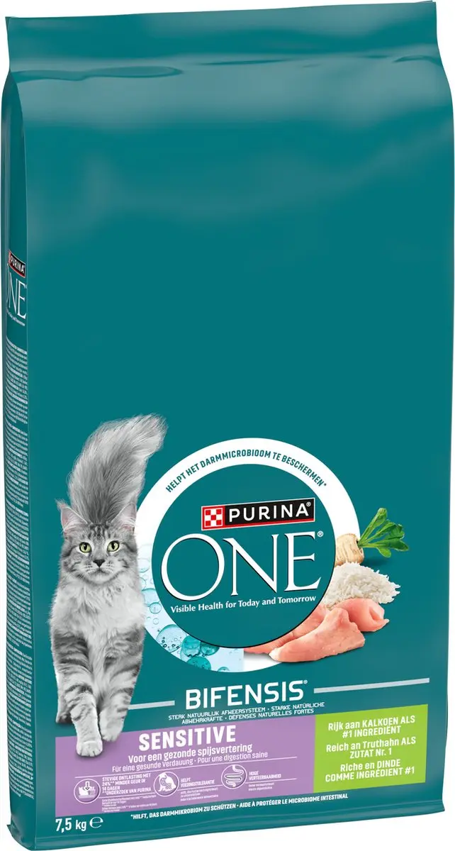 Purina ONE Adult Sensitive Kattenbrokjes Kalkoen 7,5 kg