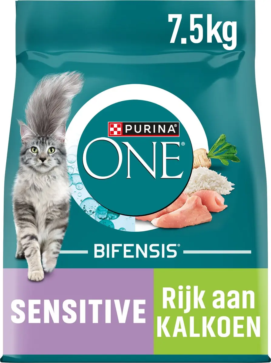 Purina ONE Adult Sensitive Kattenbrokjes Kalkoen 7,5 kg