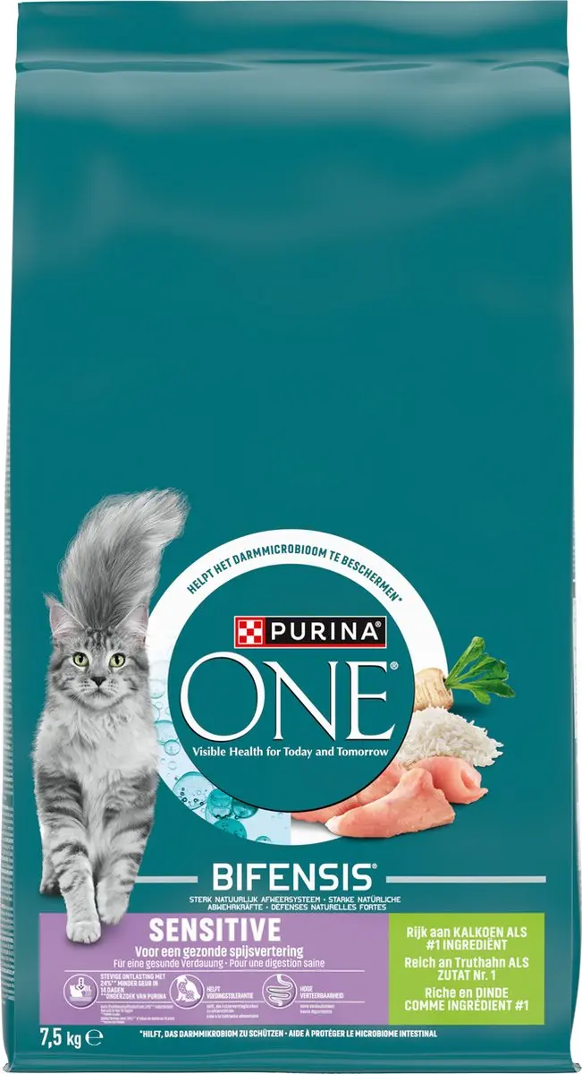 Purina ONE Adult Sensitive Kattenbrokjes Kalkoen 7,5 kg - afbeelding 6 van 6