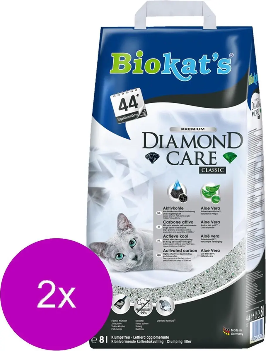 Biokat's Diamond Care Aloe Vera Kattenbakvulling - 16L (2x8L)