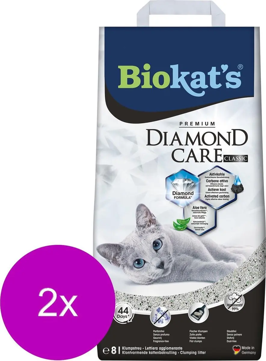 Biokat's Diamond Care Aloe Vera Kattenbakvulling - 16L (2x8L)
