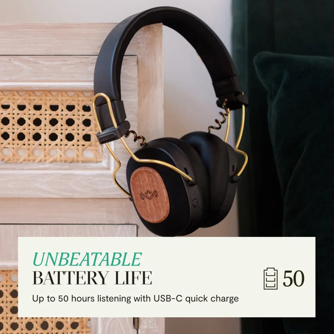 House of Marley Positive Vibration Riddim EM-JH135-RA Bluetooth Koptelefoon - Zwart/Goud