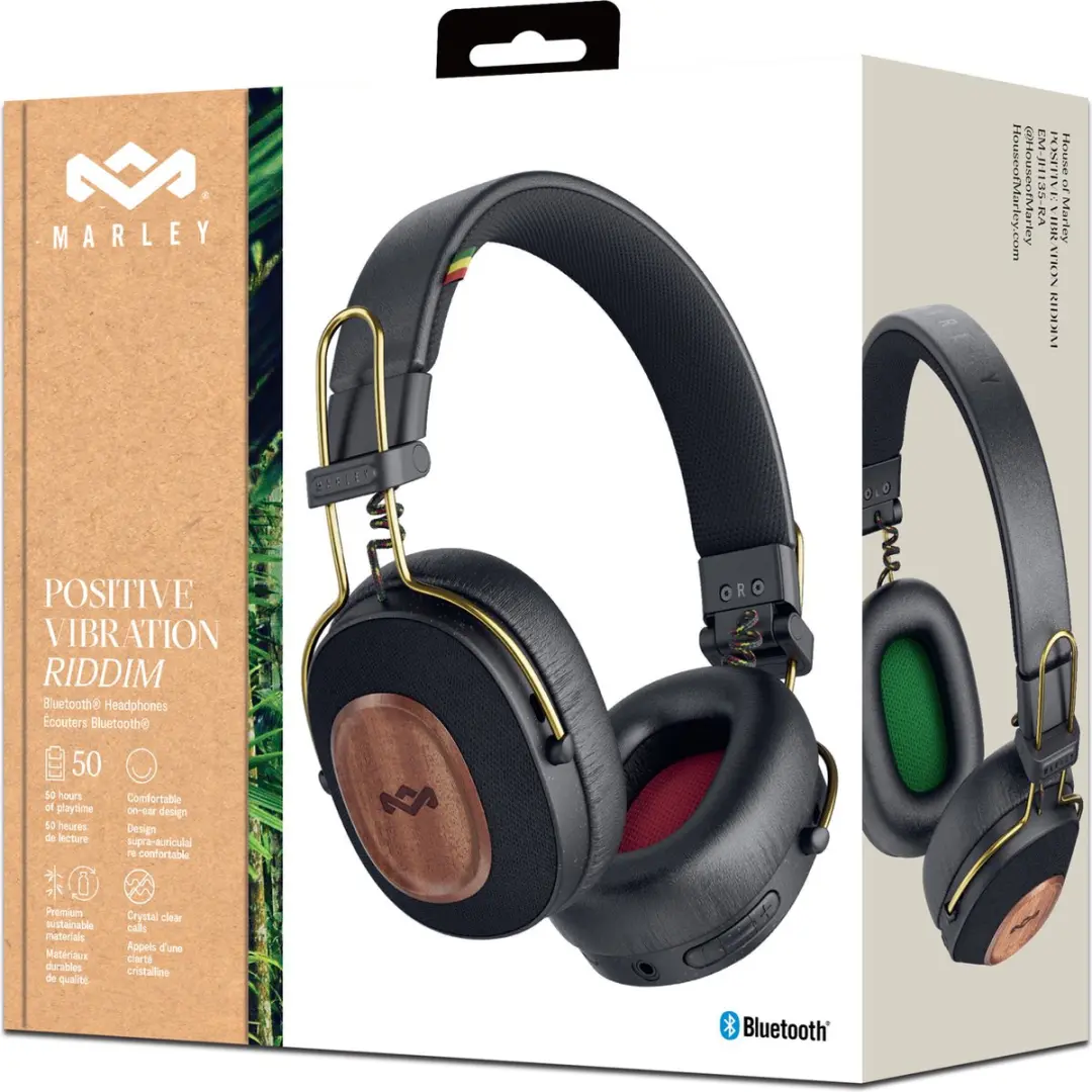 House of Marley Positive Vibration Riddim EM-JH135-RA Bluetooth Koptelefoon - Zwart/Goud