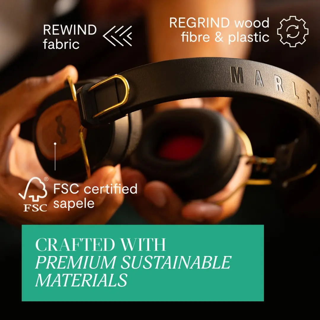 House of Marley Positive Vibration Riddim EM-JH135-RA Bluetooth Koptelefoon - Zwart/Goud