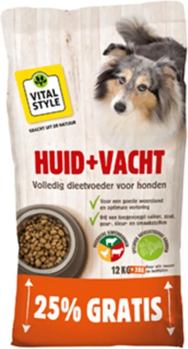 Vitastyle Huid + Vacht Bonusbag Hondenvoer 15 kg