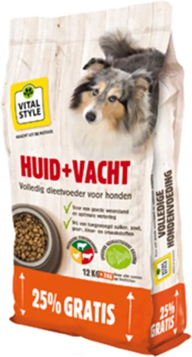Vitastyle Huid + Vacht Bonusbag Hondenvoer 15 kg