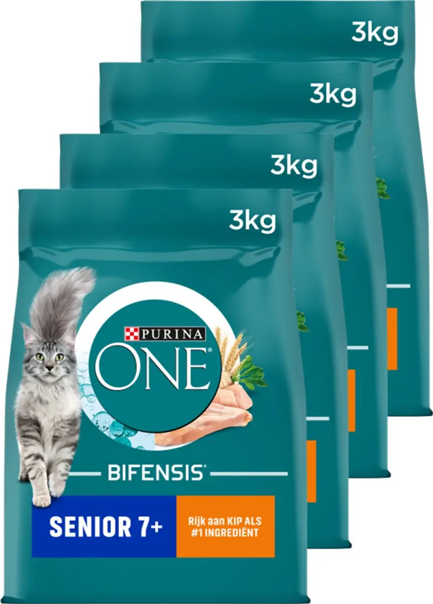 Purina ONE Senior Kattenbrokjes Kip & Volkoren 12kg