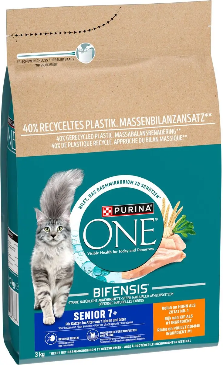 Purina ONE Senior Kattenbrokjes Kip & Volkoren 12kg - afbeelding 6 van 6
