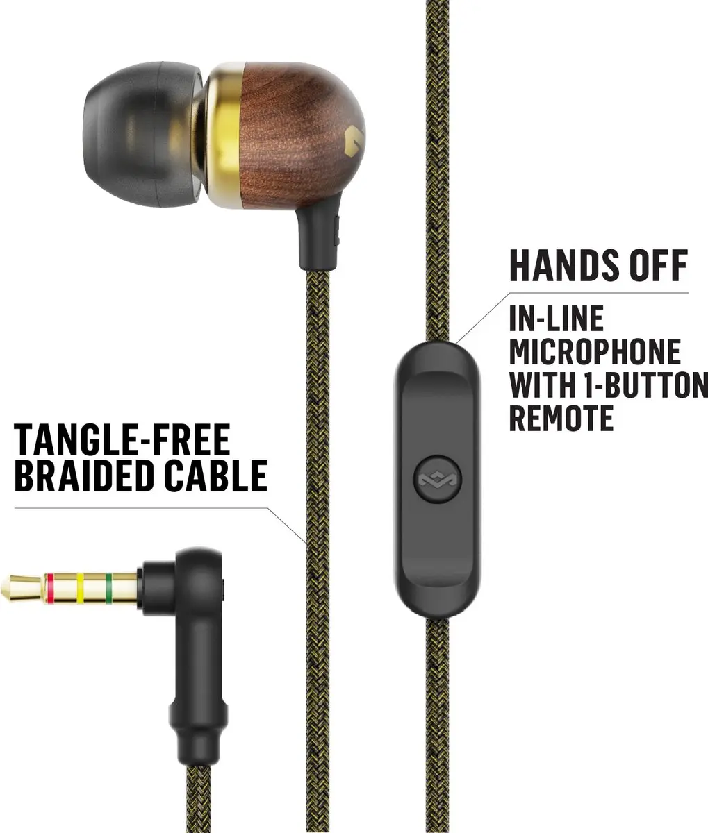 House of Marley Smile Jamaica Oortjes EM-JE041-BA - Bedrade - 9mm Drivers - Brass