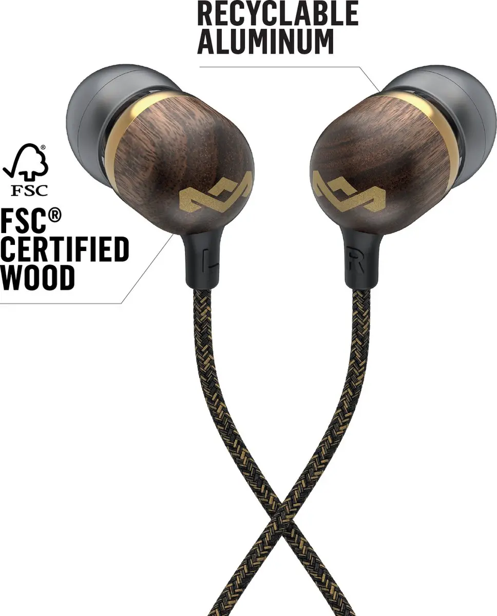 House of Marley Smile Jamaica Oortjes EM-JE041-BA - Bedrade - 9mm Drivers - Brass