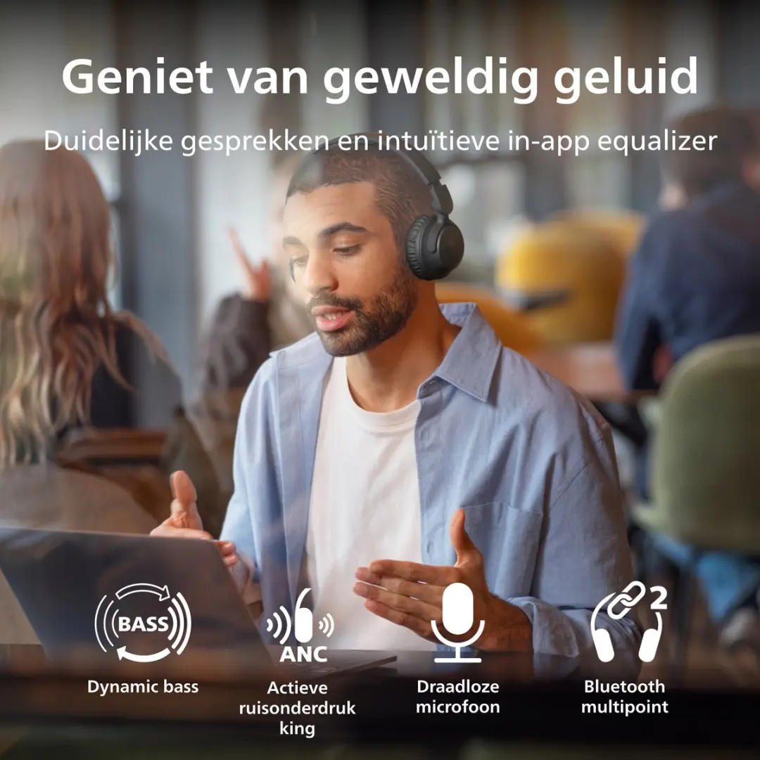 Philips TAH4500BK/00 Draadloze Koptelefoon - Active Noise Cancelling - Zwart