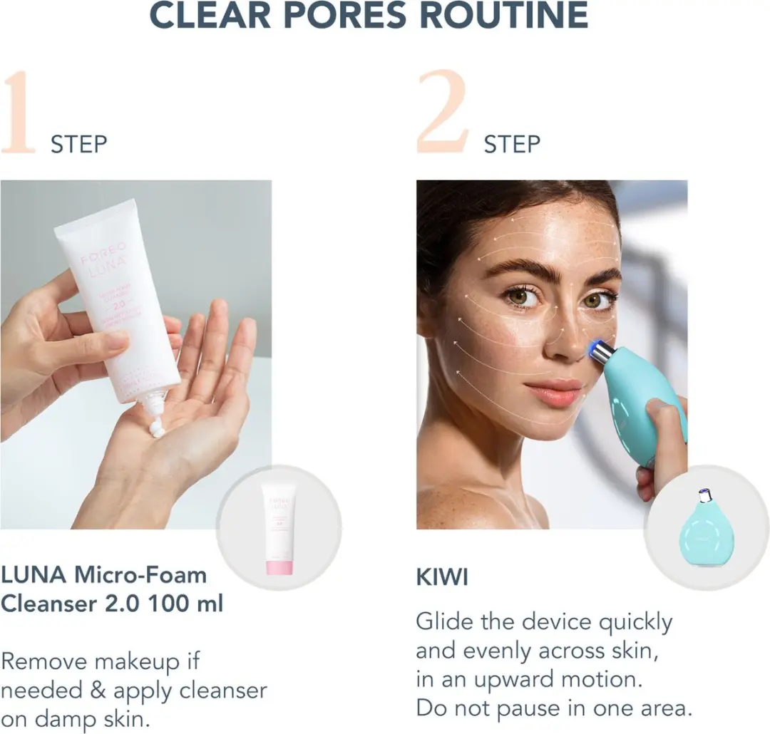 FOREO Blackheads Suck KIWI F2174 Vacuüm huidverzorgingsset - 6 snelheden - Aqua/Zilver - afbeelding 6 van 6