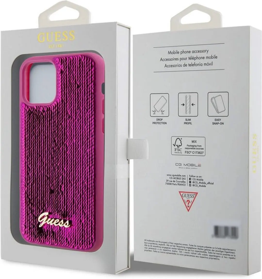 GUESS Sequins Back Case Magenta - iPhone 12/12 Pro
