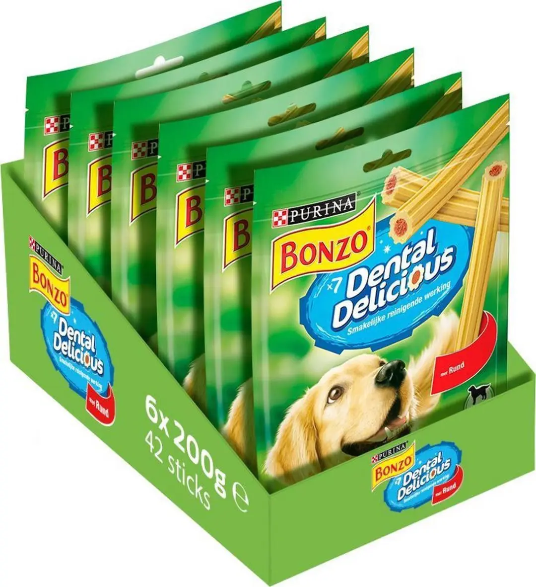 Bonzo Friskies Dental Delicious Beef Hondensnack - 6x 200g