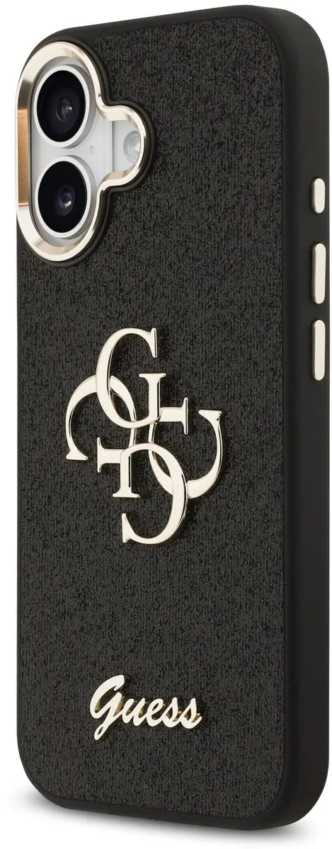 GUESS PU Fixed Glitter 4G Backcover iPhone 17 - 14700 - Zwart - afbeelding 6 van 6