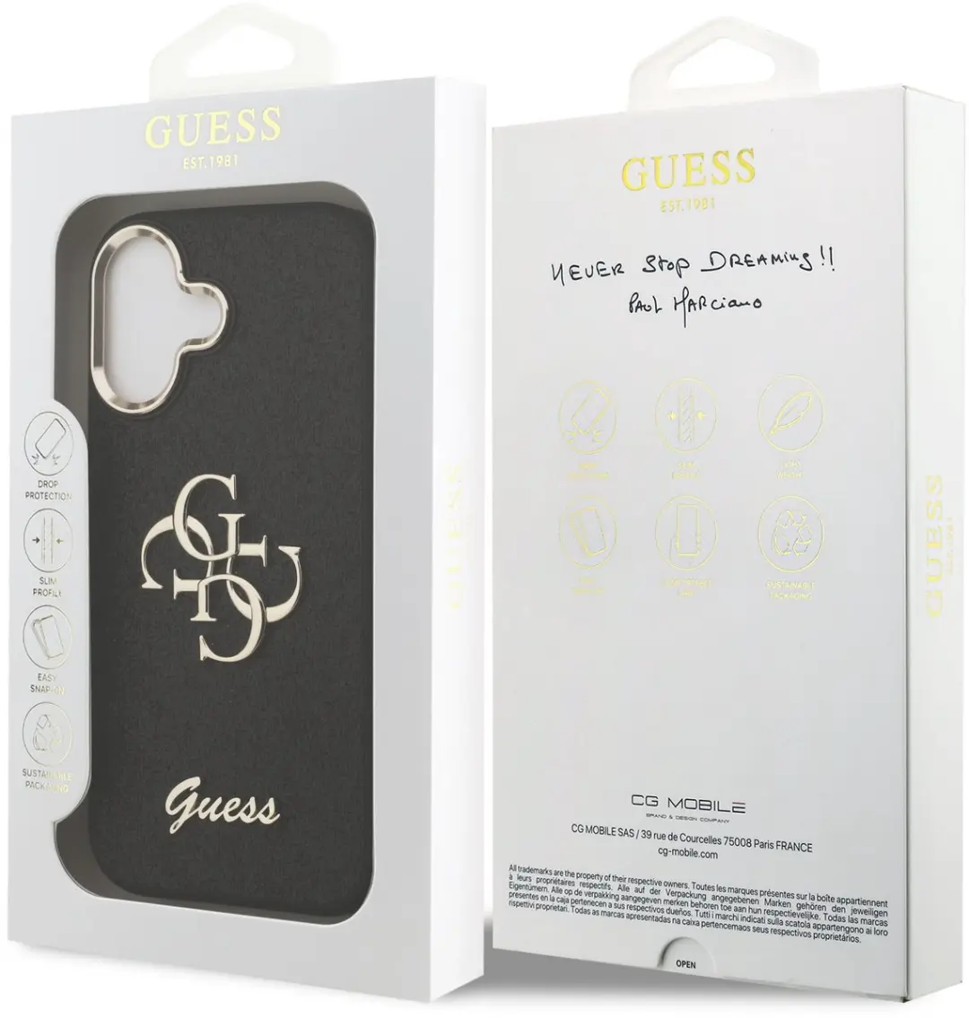 GUESS PU Fixed Glitter 4G Backcover iPhone 17 - 14700 - Zwart