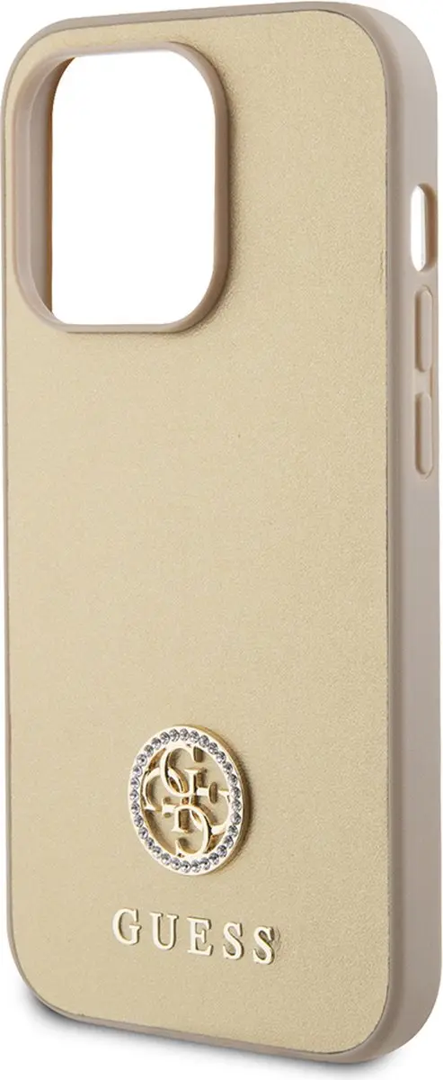 Guess 4G Strass Metal Logo Back Case Goud - iPhone 15 Pro Max