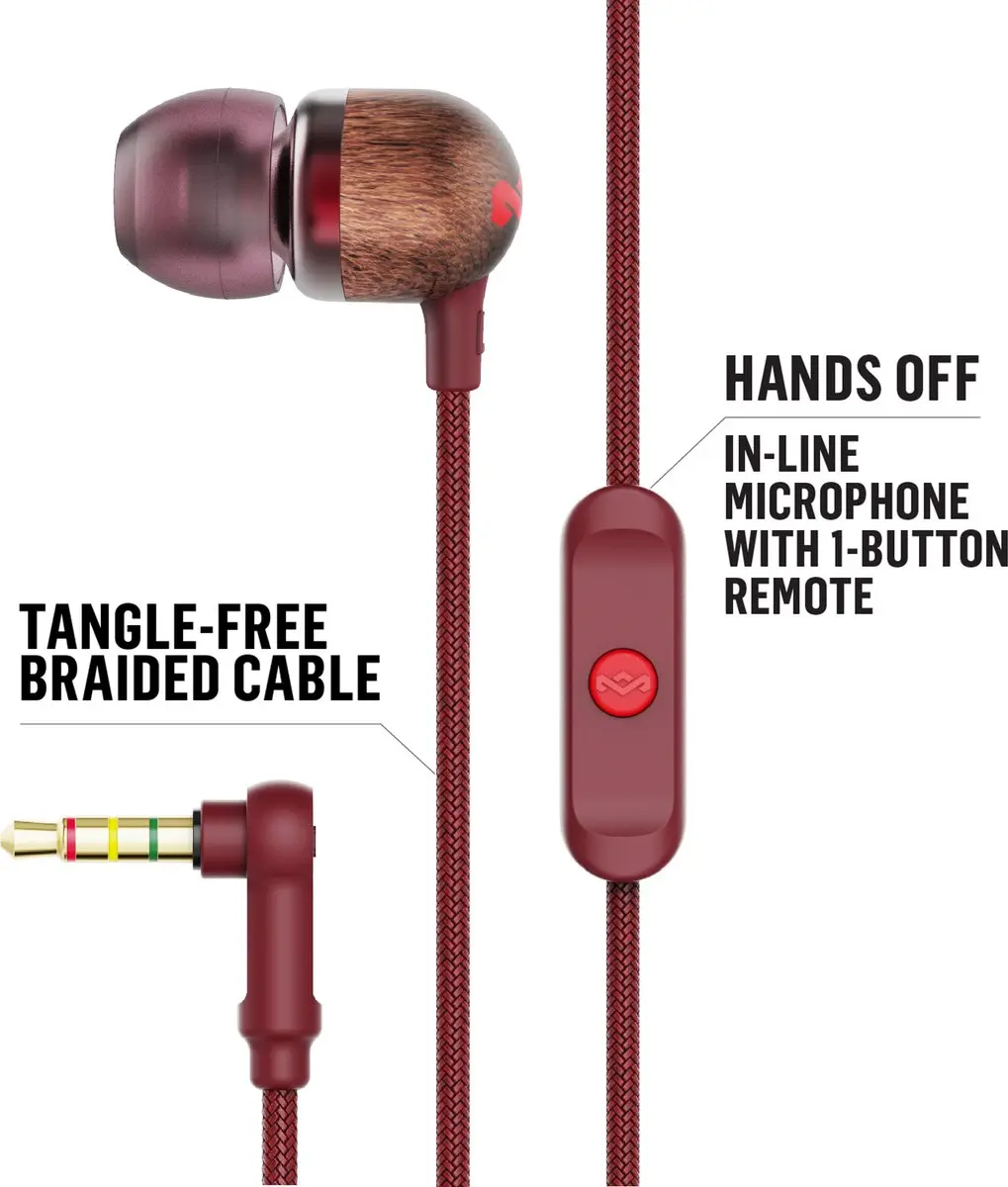 House of Marley Smile Jamaica EM-JE041-RD Oortjes - Rood