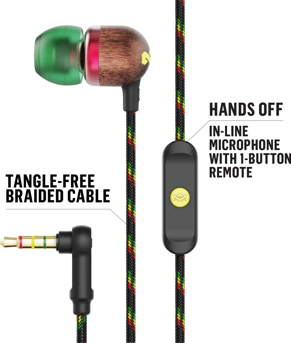 House of Marley Smile Jamaica Oortjes EM-JE041-RA - Bedraad - Rasta