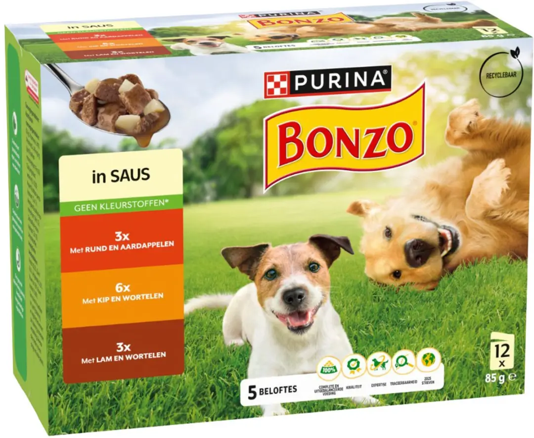 Bonzo Purina Friskies Natvoer Hond 3x12x85g