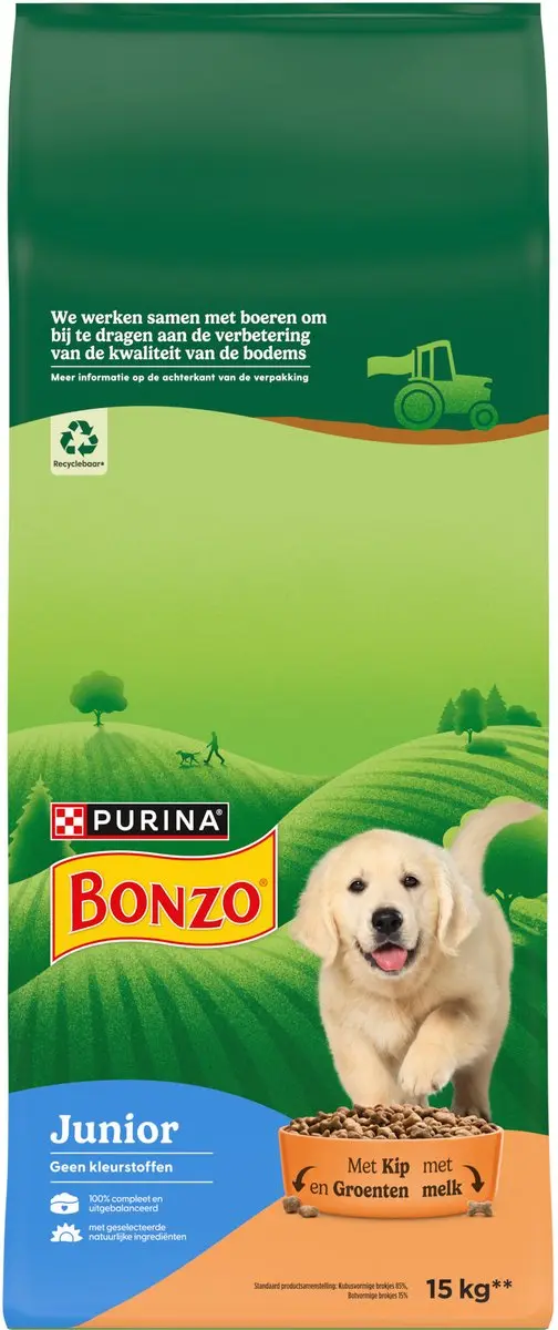 Bonzo Droog Junior Kip Groenten & Melk 15kg