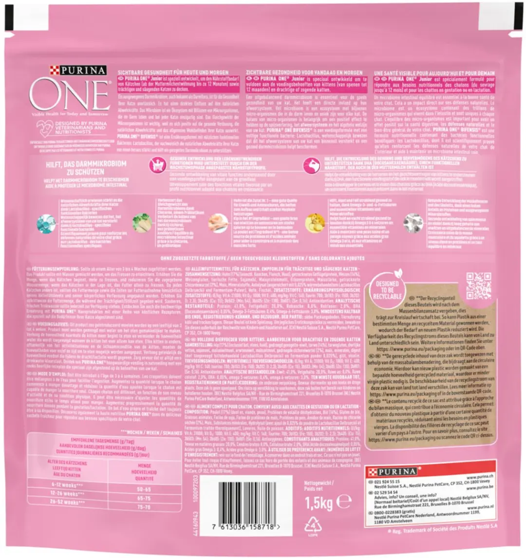 Purina ONE Junior Kattenbrokjes Kip & Volkoren Granen - 6 kg